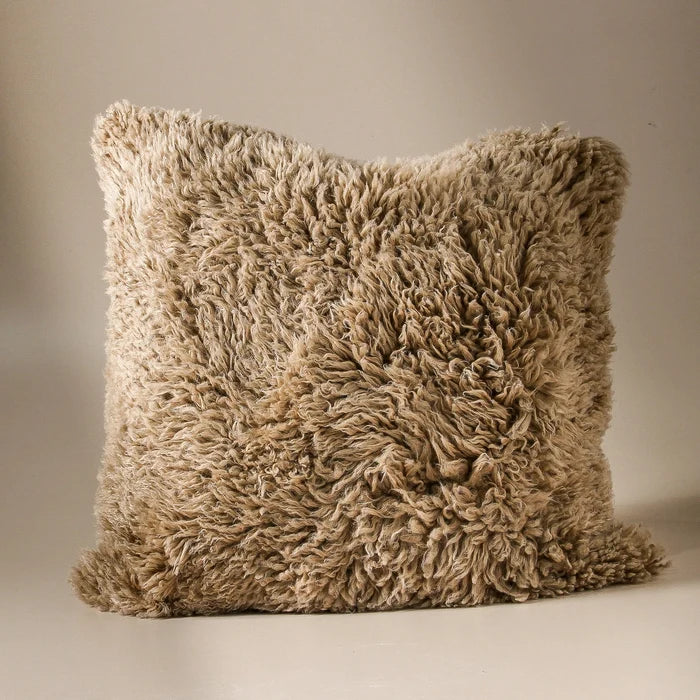 Curly Long Wool Cushion 55x55 - Butterscotch - Few and Far - Cushions