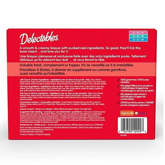 Delectables Bisque Variety Pack Lickable Cat Treat and Topper, 30 ct.
