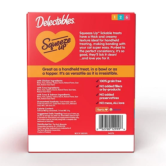 Delectables Squeeze-Up Chicken, Tuna and Tuna and Salmon Variety Pack Lickable Cat Treats, 54 ct.