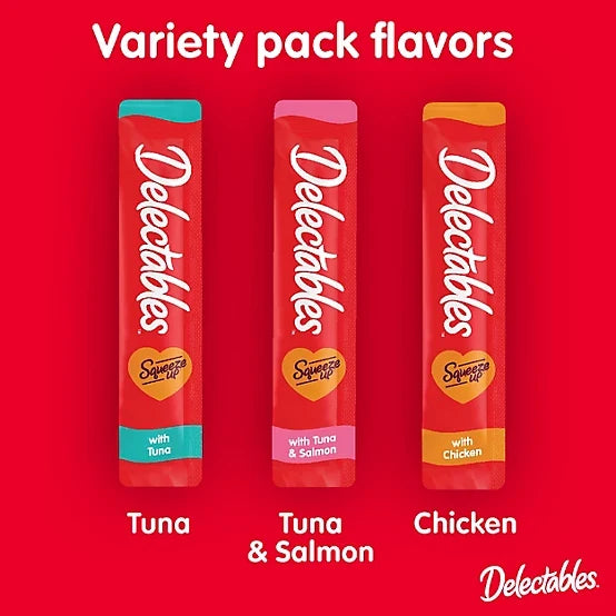 Delectables Squeeze-Up Chicken, Tuna and Tuna and Salmon Variety Pack Lickable Cat Treats, 54 ct.