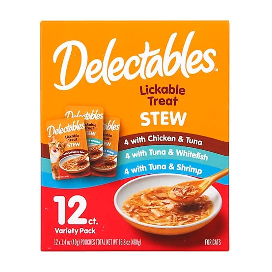 Delectables Stew Variety Pack Lickable Cat Treat and Topper, 12 ct.
