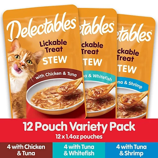 Delectables Stew Variety Pack Lickable Cat Treat and Topper, 12 ct.