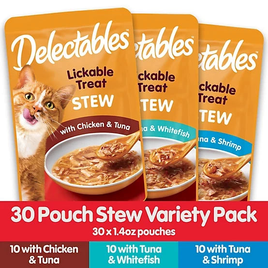 Delectables Stew Variety Pack Lickable Cat Treat and Topper, 30 ct.