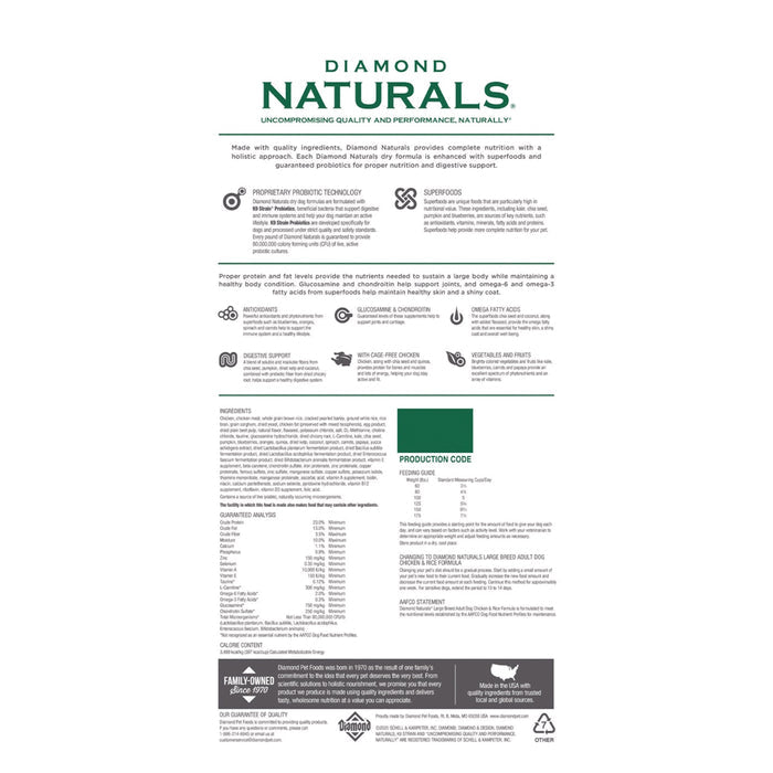 Diamond Naturals Large Breed Adult Chicken and Rice Formula Dry Dog Food, 40 lb. Bag