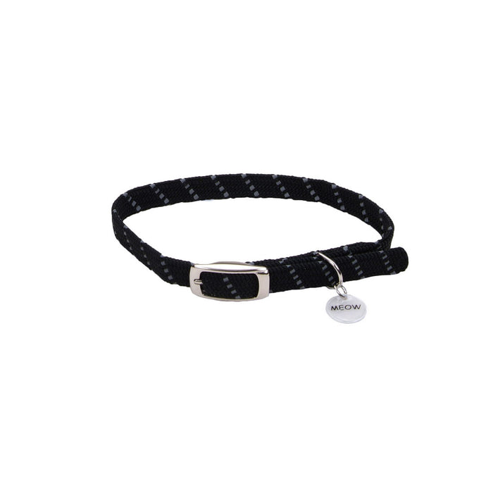 ElastaCat® Reflective Safety Stretch Collar with Reflective Charm, Black, 3/8" x 10"
