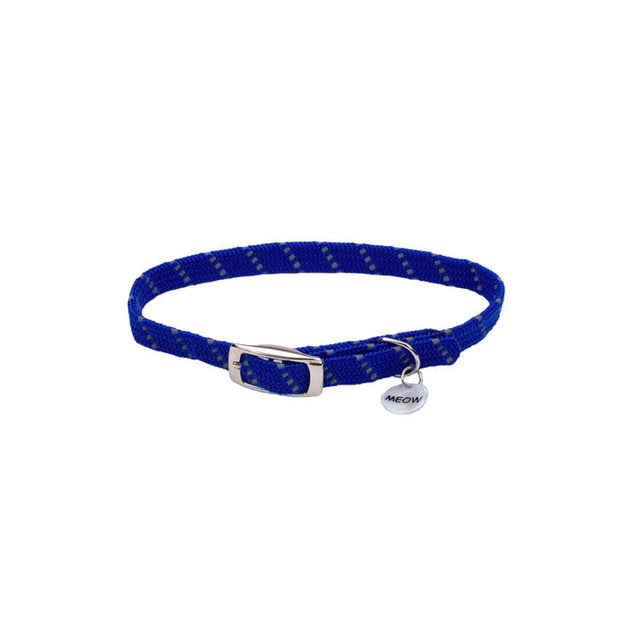 ElastaCat® Reflective Safety Stretch Collar with Reflective Charm, Blue, 3/8" x 10"