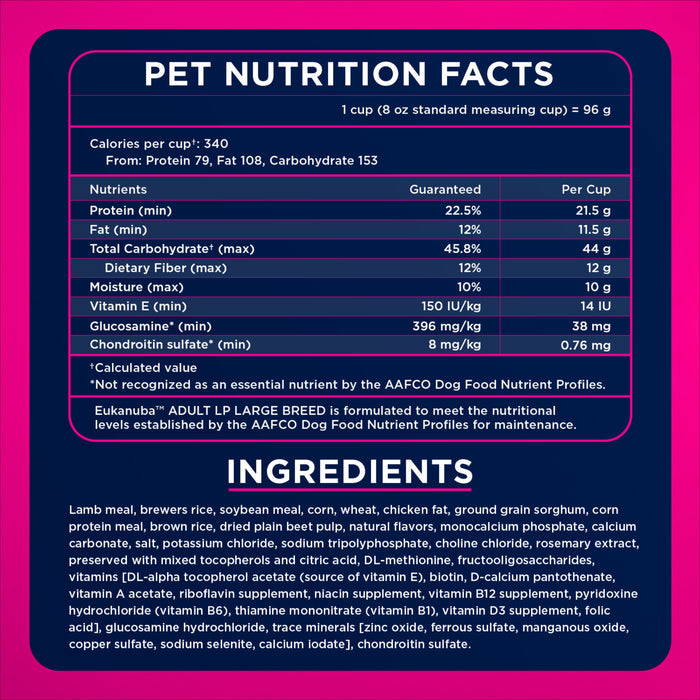 Eukanuba Adult LP Lamb 1st Ingredient Large Breed Dry, 33 lb