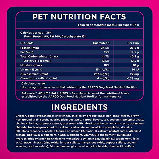 Eukanuba Adult Medium Breed Small Bites Chicken Dry Dog Food, 35lb