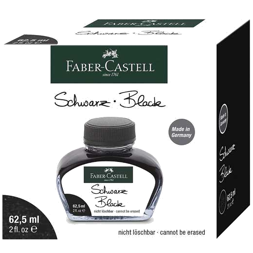 Graf von Faber-Castell Black Fountain Pen Ink Bottle - presented inside a pop-up box.