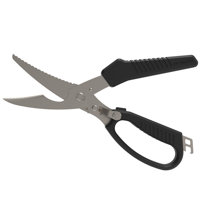 Pit Boss BBQ Food Prep Kit for grilling and smoking. Black handled BBQ shears for preparing meat