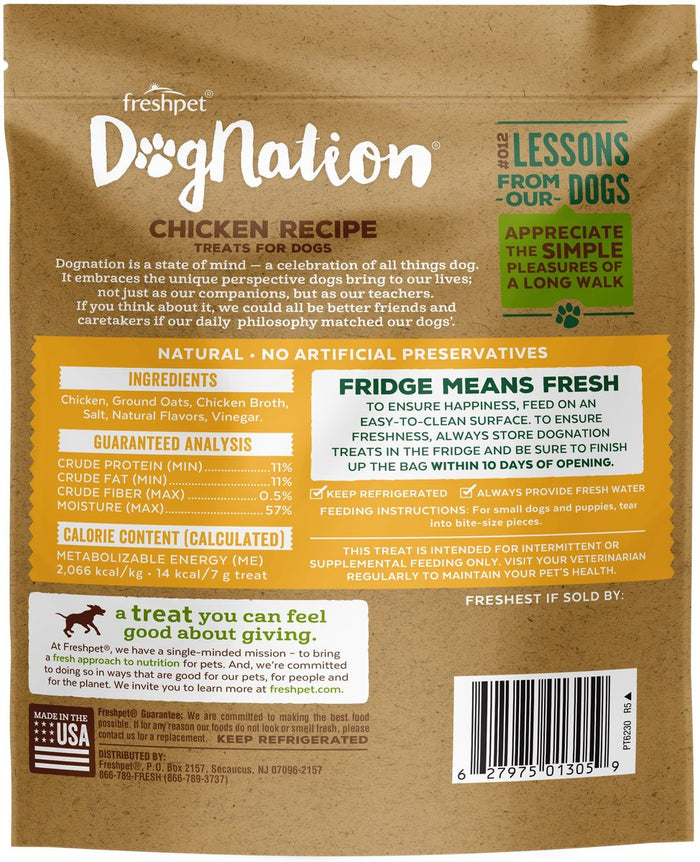 Freshpet Fresh Dog Treat, DogNation Chicken Treat 6.4 oz Bag