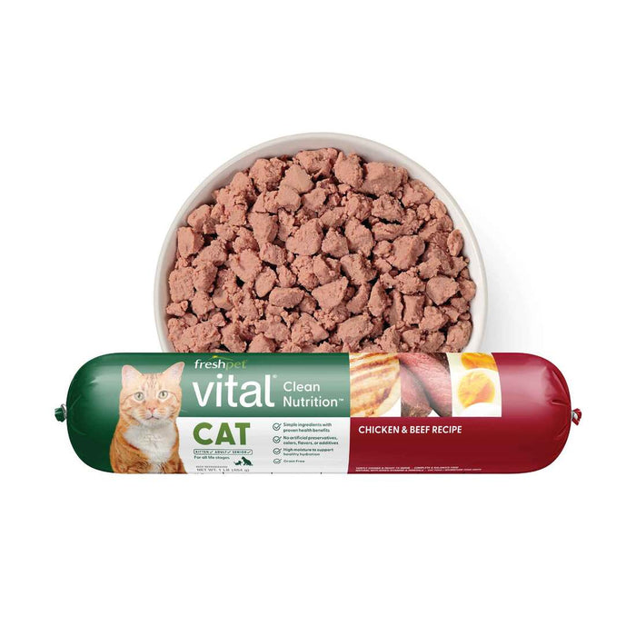 Freshpet Vital, Fresh Cat Food, Chicken & Beef Recipe Roll, 1 lbs.
