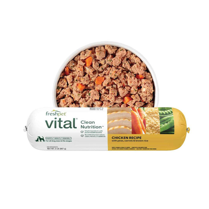 Freshpet Vital, Fresh Dog Food, Chicken Recipe with Peas, Carrots & Brown Rice Roll, 2 lbs.