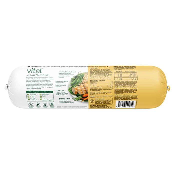 Freshpet Vital, Fresh Dog Food, Chicken Recipe with Peas, Carrots & Brown Rice Roll, 2 lbs.