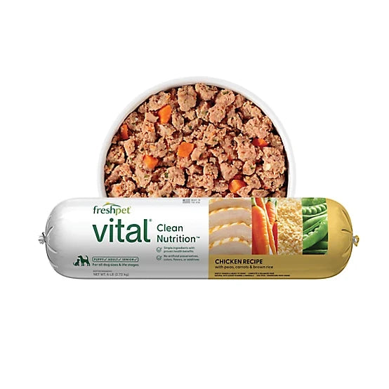 Freshpet Vital, Fresh Dog Food, Chicken Recipe with Peas, Carrots & Brown Rice Roll, 6 lbs.