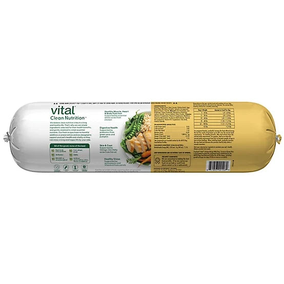 Freshpet Vital, Fresh Dog Food, Chicken Recipe with Peas, Carrots & Brown Rice Roll, 6 lbs.