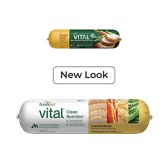 Freshpet Vital, Fresh Dog Food, Chicken Recipe with Peas, Carrots & Brown Rice Roll, 6 lbs.