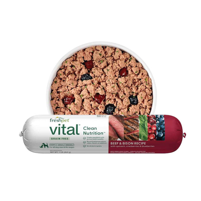 Freshpet Vital, Fresh Dog Food, Grain Free Beef & Bison Recipe Roll, 1 lb.