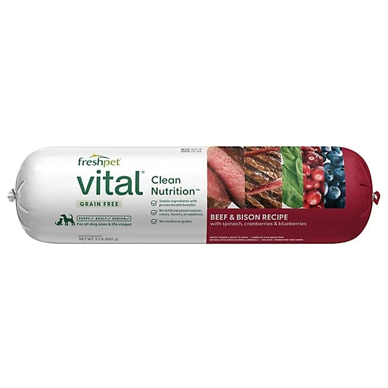 Freshpet Vital, Fresh Dog Food, Grain Free Beef & Bison Recipe Roll, 2 lbs.