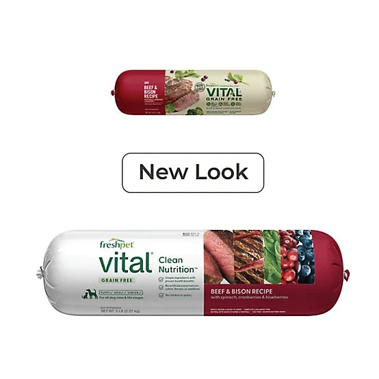 Freshpet Vital, Fresh Dog Food, Grain Free Beef & Bison Recipe Roll, 2 lbs.