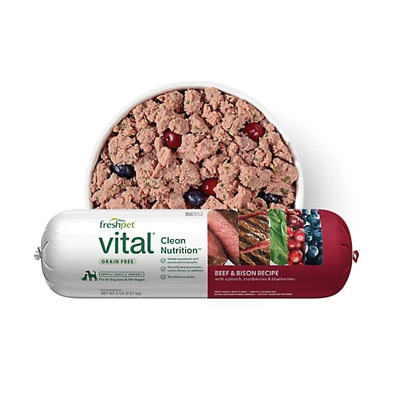 Freshpet Vital, Fresh Dog Food, Grain Free Beef & Bison Recipe Roll, 5 lbs.