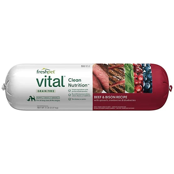Freshpet Vital, Fresh Dog Food, Grain Free Beef & Bison Recipe Roll, 5 lbs.