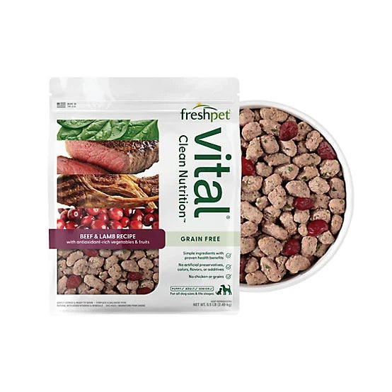 Freshpet Vital, Fresh Dog Food, Grain Free Beef & Lamb Recipe, 5.5 lbs.
