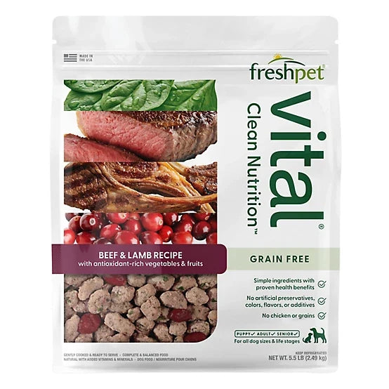 Freshpet Vital, Fresh Dog Food, Grain Free Beef & Lamb Recipe, 5.5 lbs.