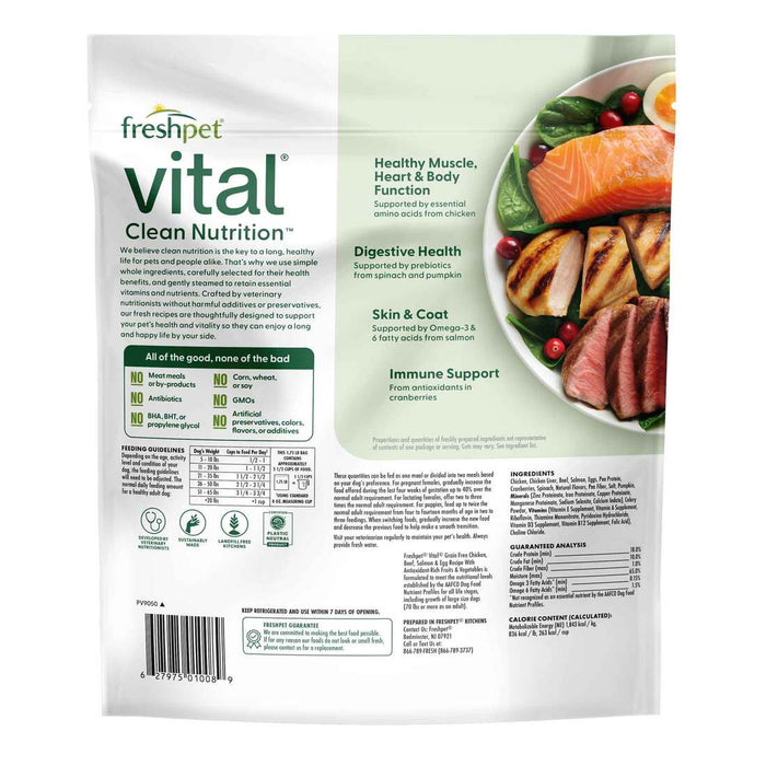 Freshpet Vital, Fresh Dog Food, Grain Free Chicken, Beef, Salmon, & Egg Recipe, 1.75 lbs.