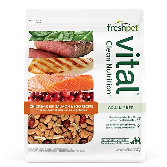 Freshpet Vital, Fresh Dog Food, Grain Free Chicken, Beef, Salmon, & Egg Recipe, 5.5lbs.