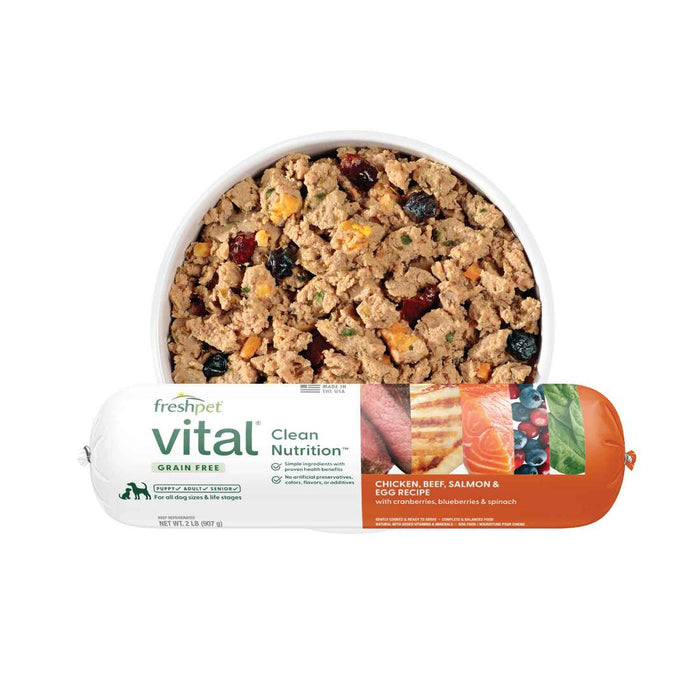 Freshpet Vital, Fresh Dog Food, Grain Free Chicken, Beef, Salmon, & Egg Recipe Roll, 2 lbs.