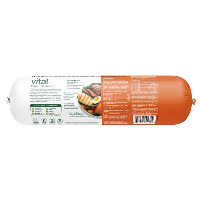 Freshpet Vital, Fresh Dog Food, Grain Free Chicken, Beef, Salmon, & Egg Recipe Roll, 2 lbs.