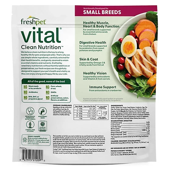 Freshpet Vital, Fresh Dog Food, Grain Free Small Breed Chicken Recipe, 1 lb.