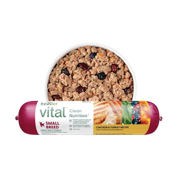 Freshpet Vital, Fresh Dog Food, Grain Free Small Breed Chicken & Turkey Recipe Roll, 1 lb.