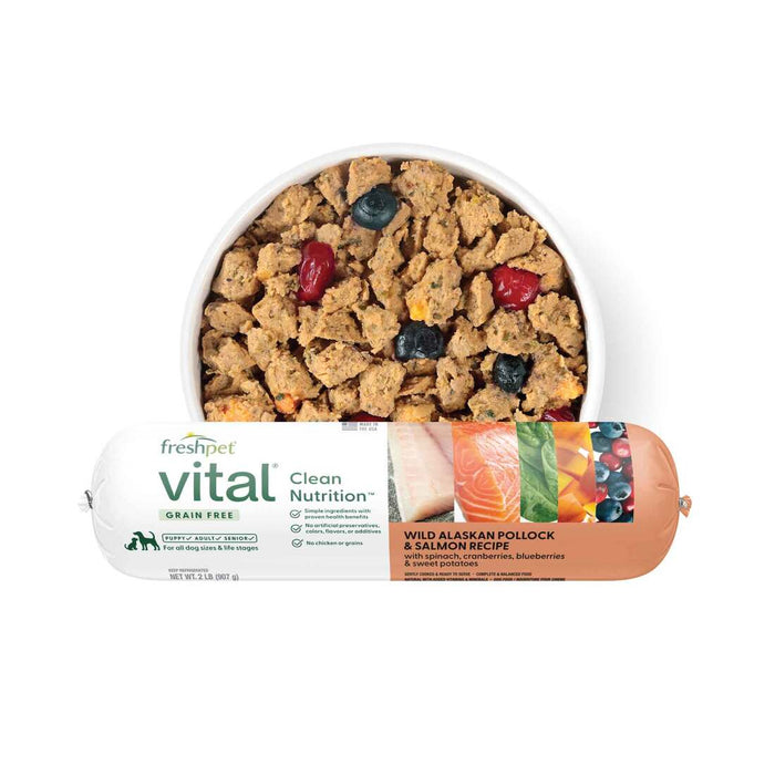 Freshpet Vital, Fresh Dog Food, Grain Free Wild Alaskan Pollock & Salmon Recipe Roll, 2 lbs.
