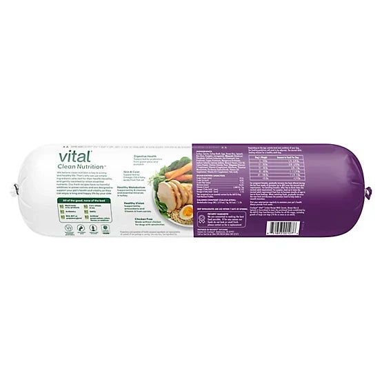 Freshpet Vital, Fresh Dog Food, Turkey Recipe with Carrots, Brown Rice & Spinach Roll, 6 lbs.