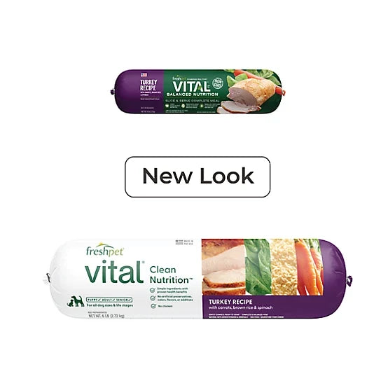 Freshpet Vital, Fresh Dog Food, Turkey Recipe with Carrots, Brown Rice & Spinach Roll, 6 lbs.