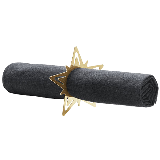 Georg Jensen's 18 KT. Gold Plated Christmas Star Napkin Ring/Table Card Holders are crafted in stainless steel.
