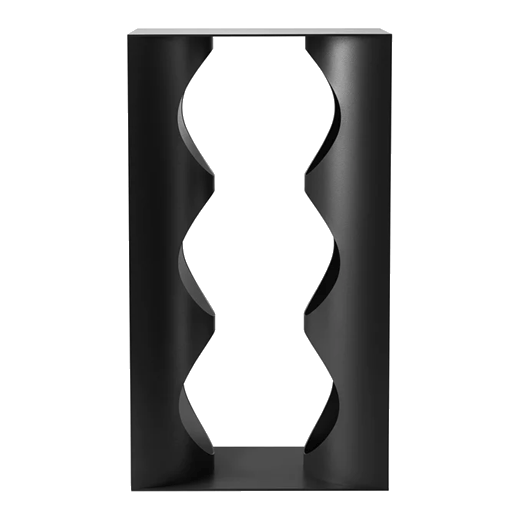This Alfredo Wine Rack in Black by Georg Jensen is made out of stainless steel.
