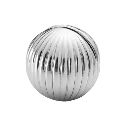 These Georg Jensen Bernadotte Chrome Table Card Holders 4pc have a sleek pattern with a rounded shape.