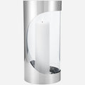 The Chrome Contours Large Stainless Steel and Glass Hurricane Candleholder by Georg Jensen.