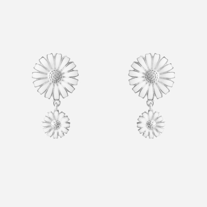 Sterling Silver & White Enamel Double Daisy Earrings from  Georg Jensen.