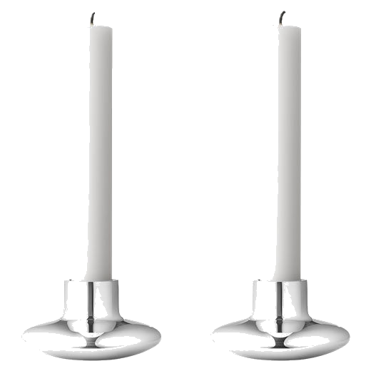 The Georg Jensen HK stainless steel candle holders.
