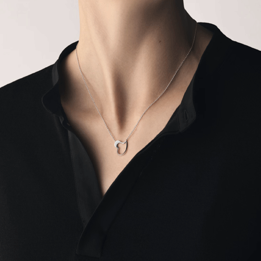 This Love Leaf Heart Sterling Silver Pendant  by Georg Jensen is from 2022 and has the love leaf heart pendant placed sideways.