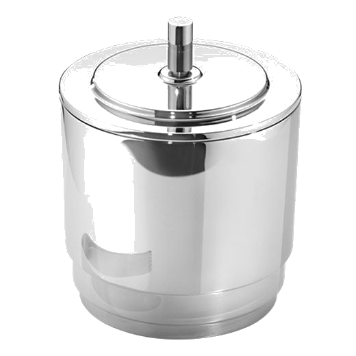 This Georg Jensen ice bucket is made from stainless steel.