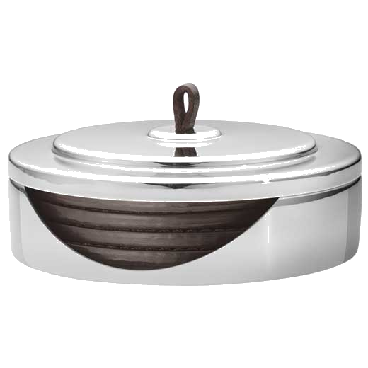 These Georg Jensen Manhattan Set of 4 Coasters feature a stainless steel storage case.