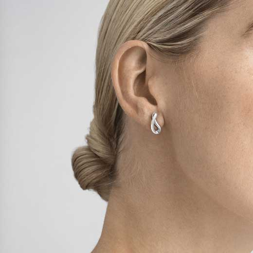 These Small Sterling Silver Infinity Earrings will be presented inside a Georg Jensen presentation box that can be plaque engraved.