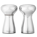 The Georg Jensen Alfredo stainless steel small salt and pepper mills.