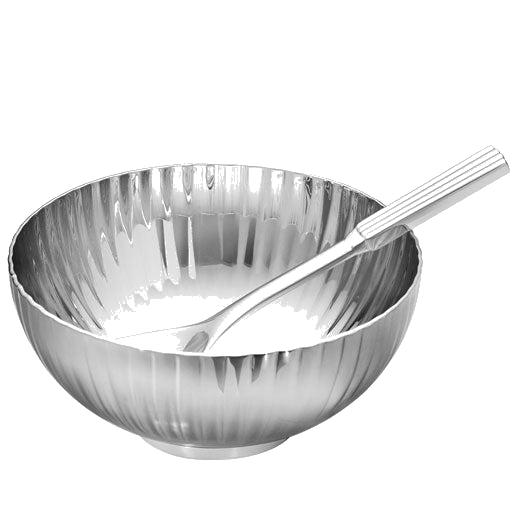 This is the Georg Jensen Stainless Steel Bernadotte Salt Cellar & Spoon.