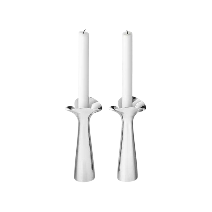 Georg Jensen Stainless Steel Bloom Botanica Candle Holders